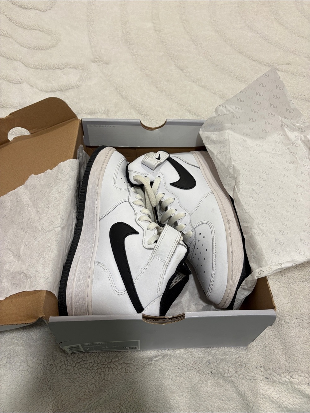 Kids White and Black High-Top Sneakers